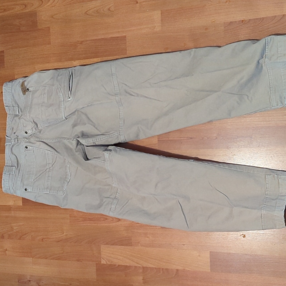 Cabelas Mens Khaki Pants 34x30 Zipper Pockets Hiking Work - Picture 4 of 12